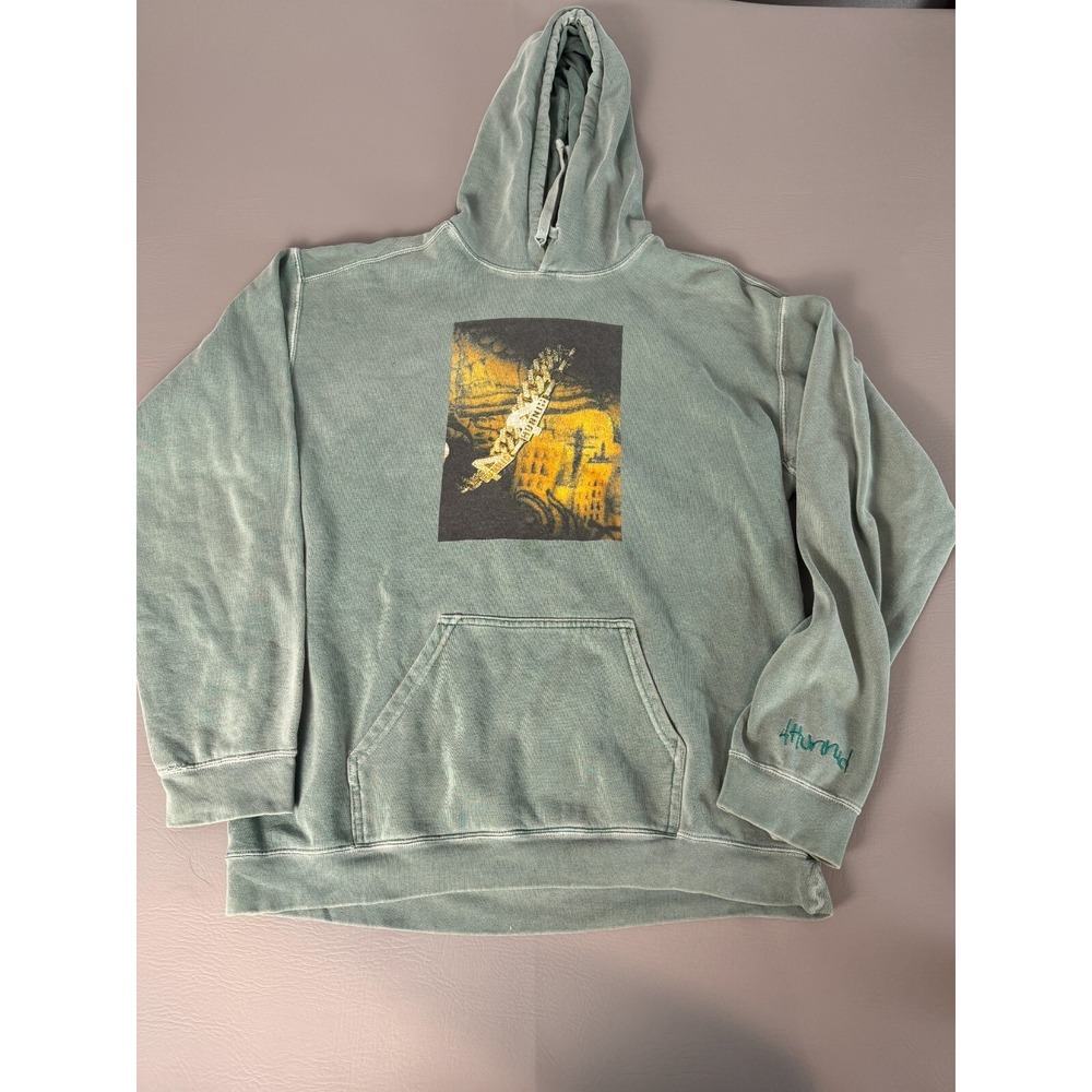4Hunnid Mens Pullover Hoodie‎ Chain Graphic Print Sweatshirt Green Medium